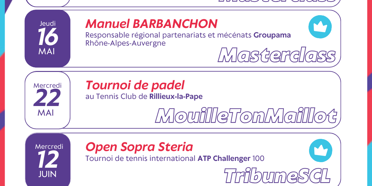 Agenda des événements Sport Connect Lyon - Printemps été 2024